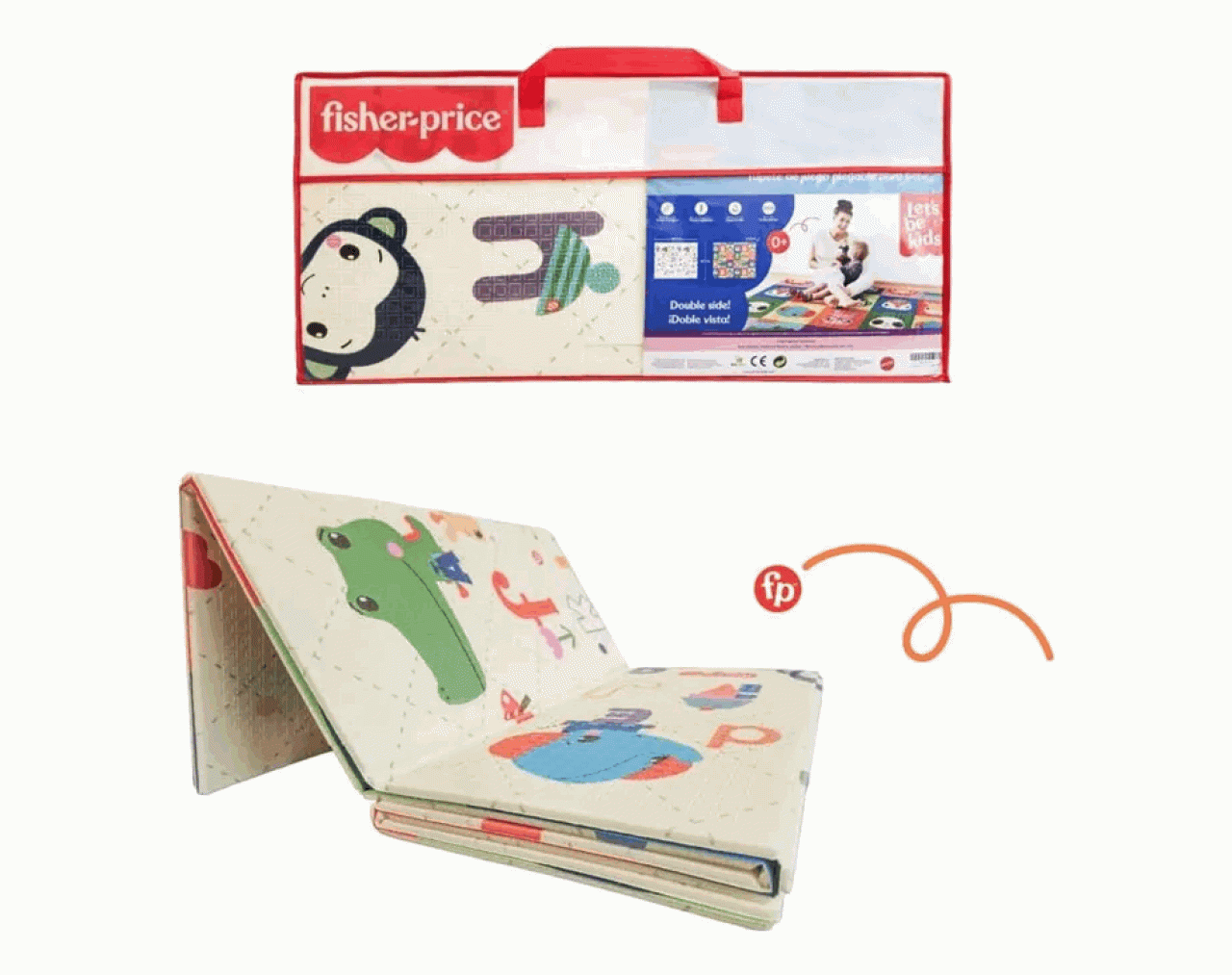 ECKHERT KIDS TAPETE DE JUEGO PORTATIL DE DOBLE VISTA ZOOLOGICO ALFABETO